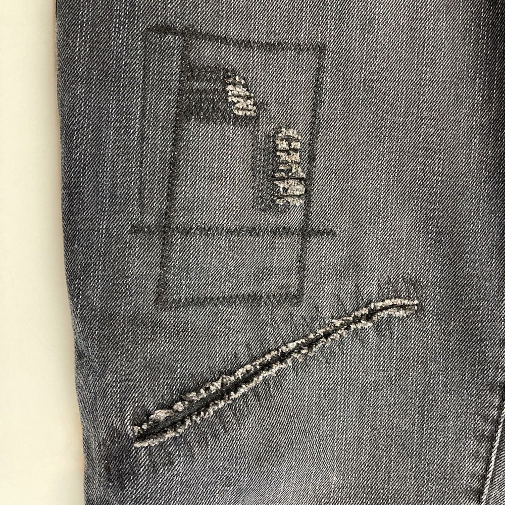 Brooklyn Express Men's Black Distressed Patched Jeans Sz 34x34